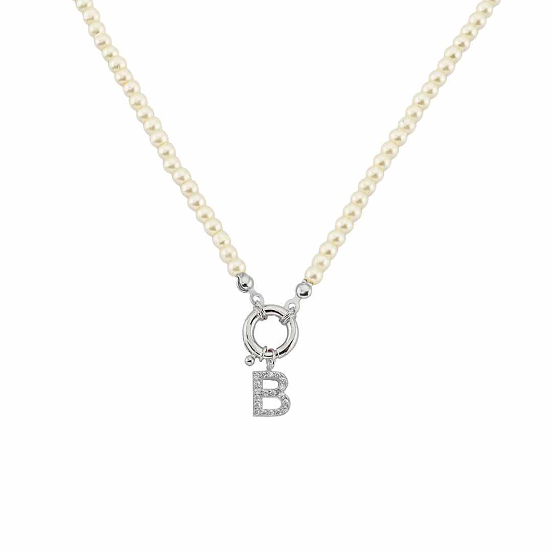 Pearl Chain Zirkonia Buchstaben Halskette