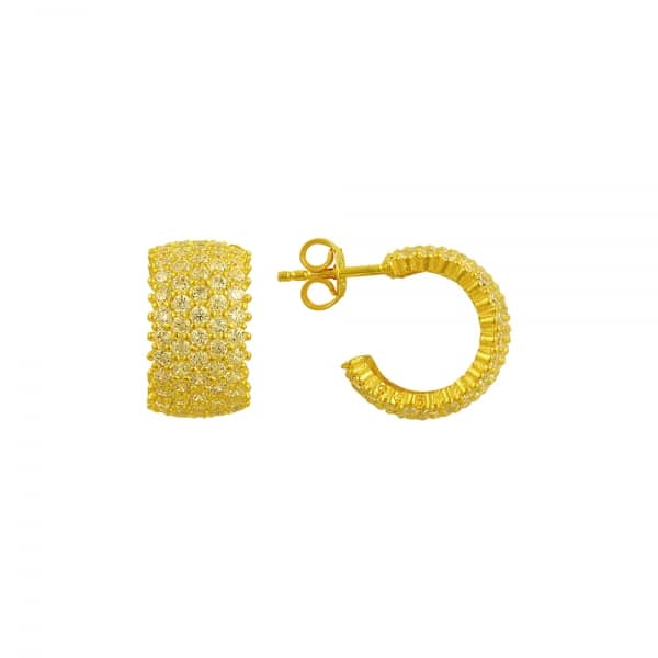 White CZ Single Line Eternity Hoop Earrings