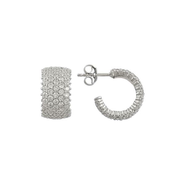 White CZ Single Line Eternity Hoop Earrings